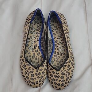 Rothys The Flat Round Toe Spotted Animal Leopard Cheetah Brown RETIRED Print 7.5
